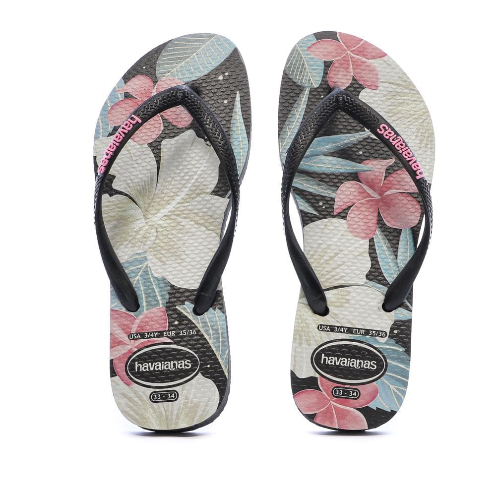 Tongs Rose/Blanc/Noir Fille/Femme Havaianas Floral 3