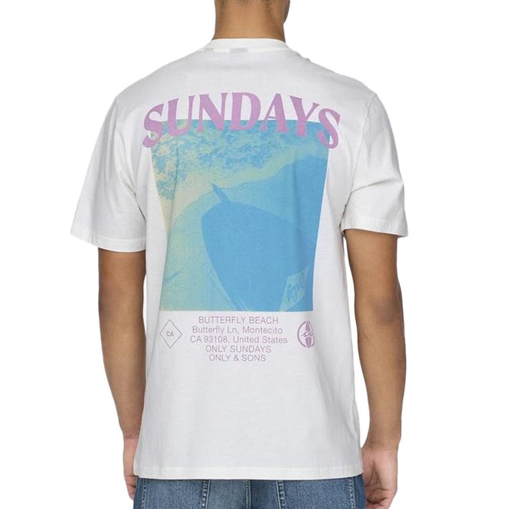 T-Shirt Blanc/Mauve Homme Only & Sons Mountain 2