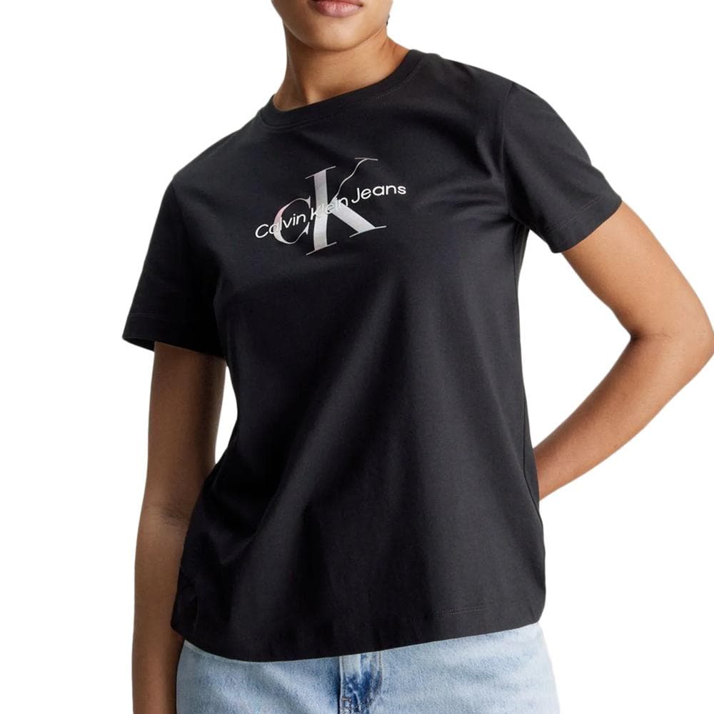 T-shirt Noir Femme Calvin Klein Jeans Diffused 1