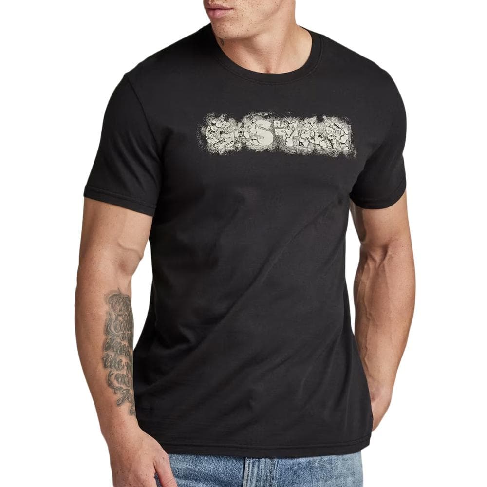 T-shirt Noir Homme G-Star Raw Distressed Logo 1