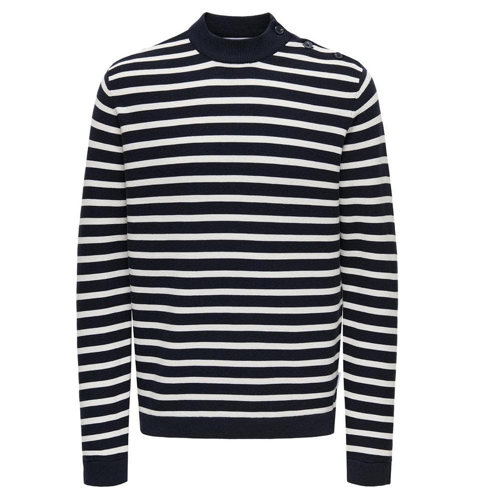 Pull Marine /Blanc Homme Only & Sons Walder 1