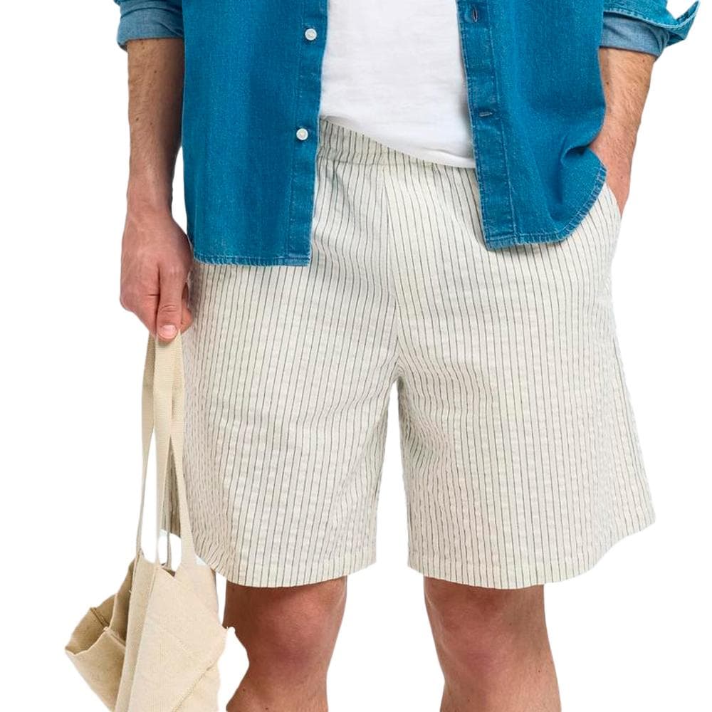 Short Blanc à Rayures Homme Selected Loose 1