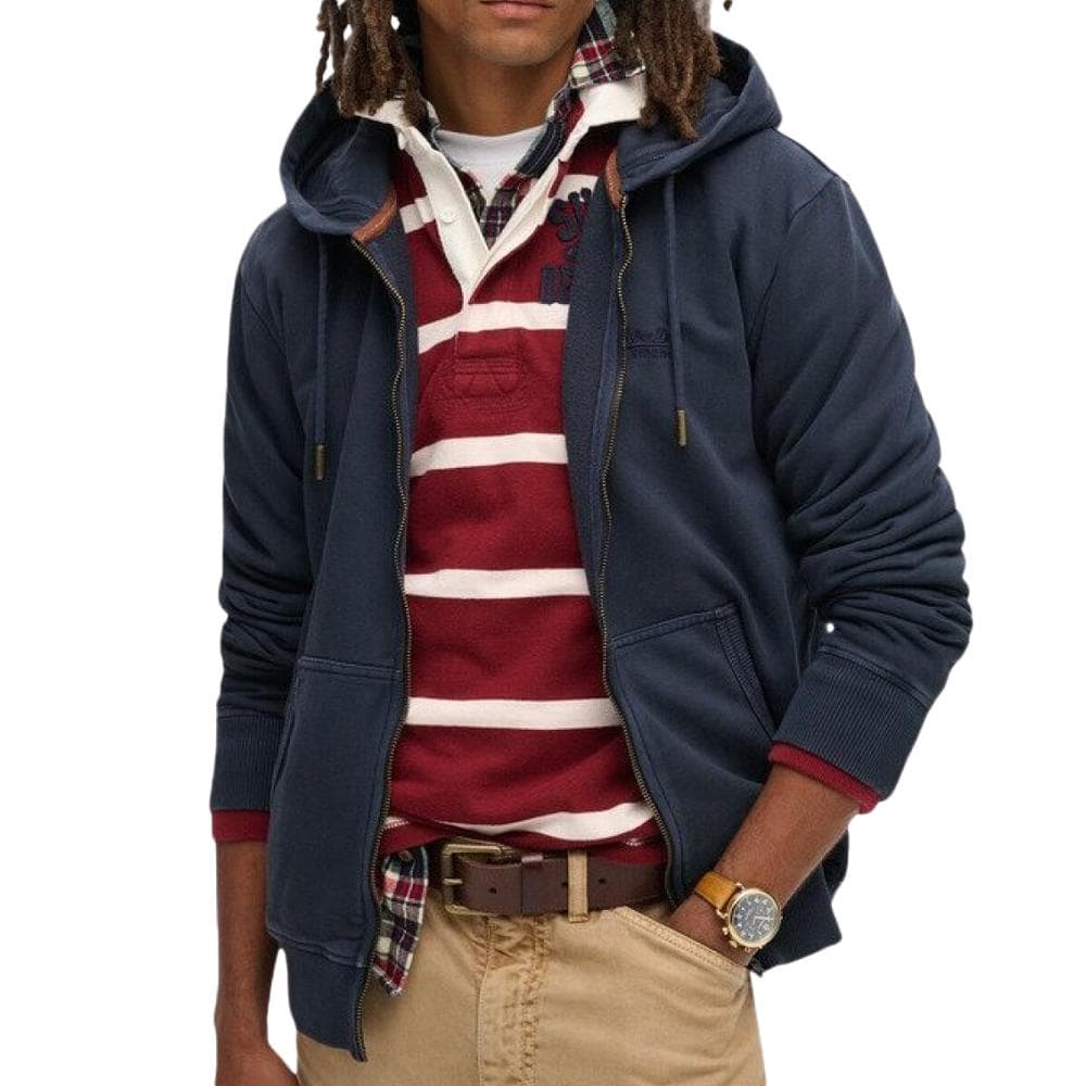 Sweat Zippé Marine Homme Superdry Essential Washed Ziphood 1