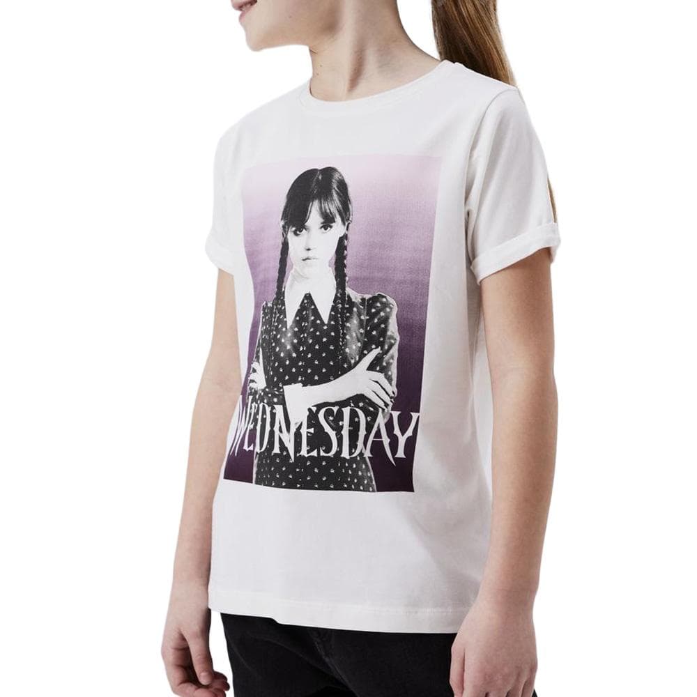 T-shirt Blanc Fille Name it Jax Wednesday 1
