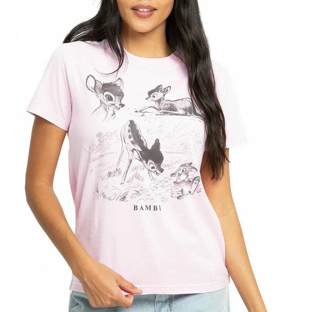 T-Shirt Rose Femme Disney Bambi & Thumper Nature 1