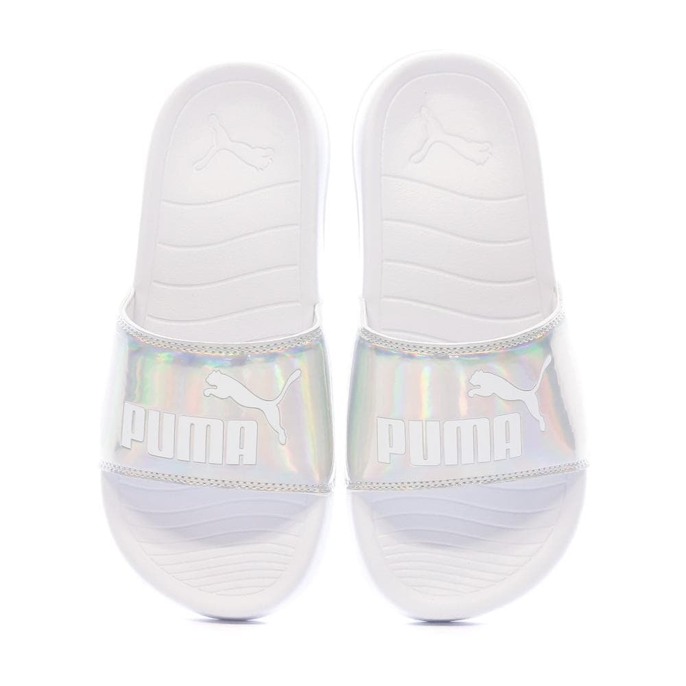 Claquettes Blanche/Argenté Femme Puma Popcat 20 Irridescent 3
