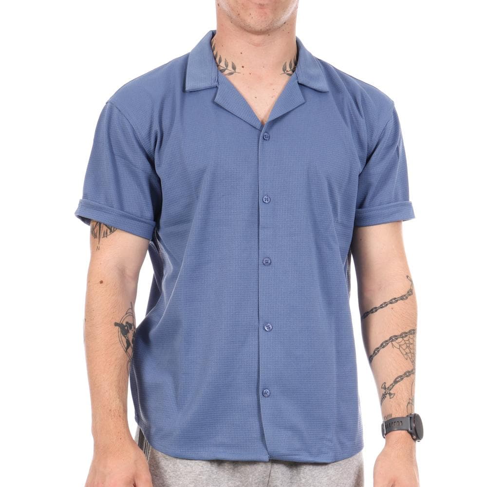 Chemise Manches Courtes Bleu Homme Paname Brothers DOV 1