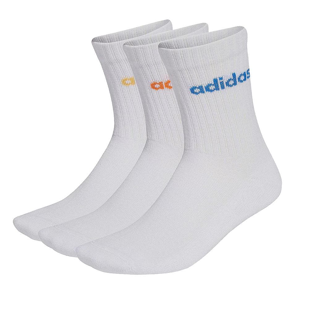 3x Paires de Chaussettes Blanches/Bleu/Orange/Jaune Homme Adidas Lin 1