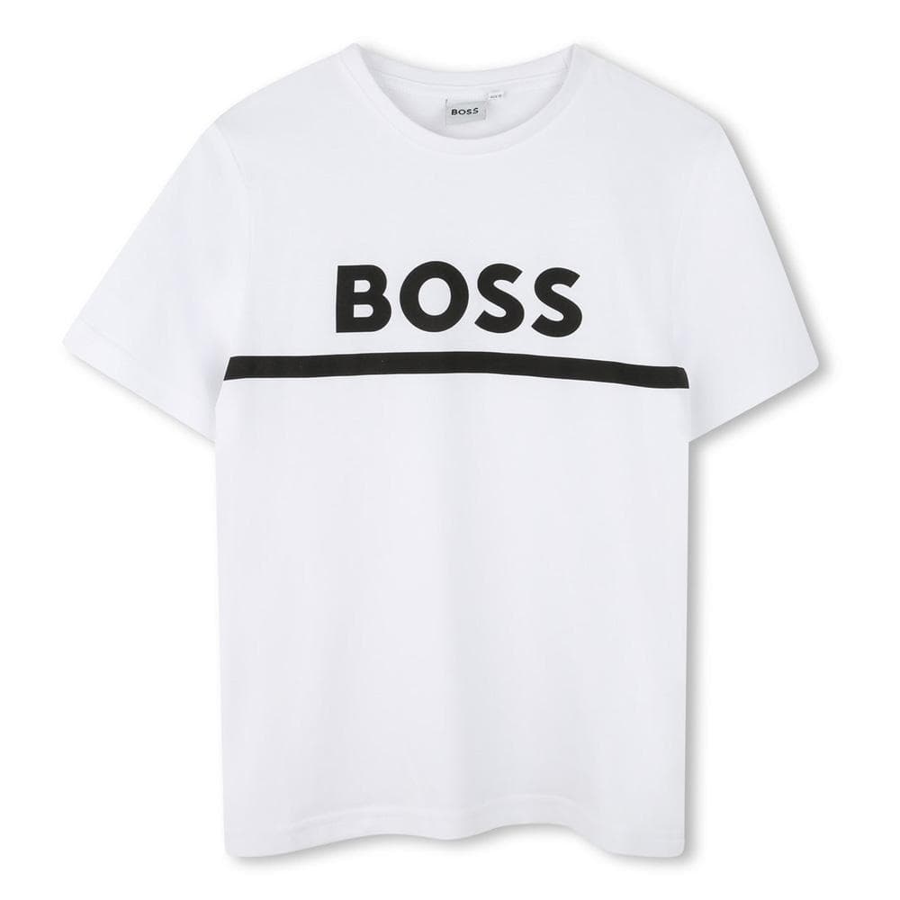 T-Shirt Blanc Garçon Hugo Boss J52701 1