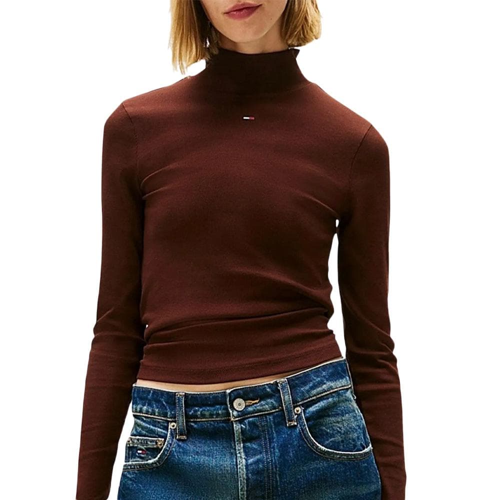 T-shirt Marron Femme Tommy Hilfiger Tjw Essential Mock 1