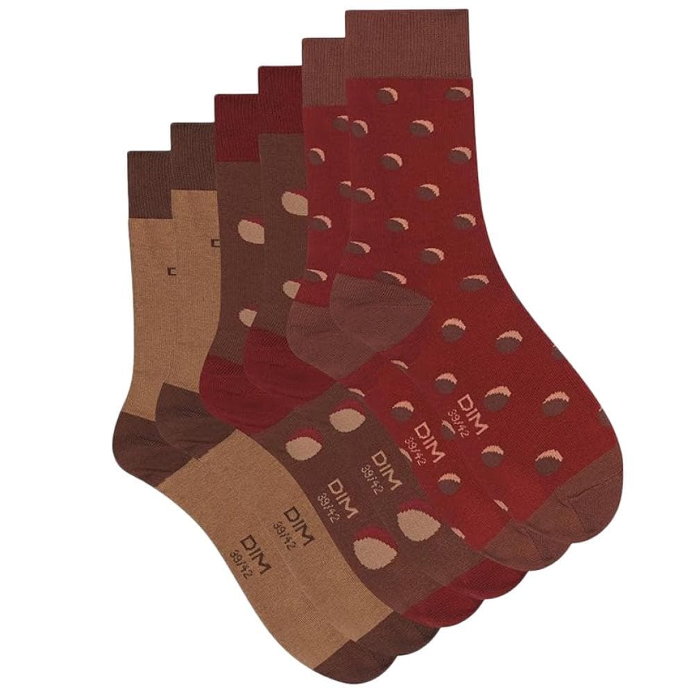 X3 Paires de Chaussettes Rouges Homme Dim X3 2