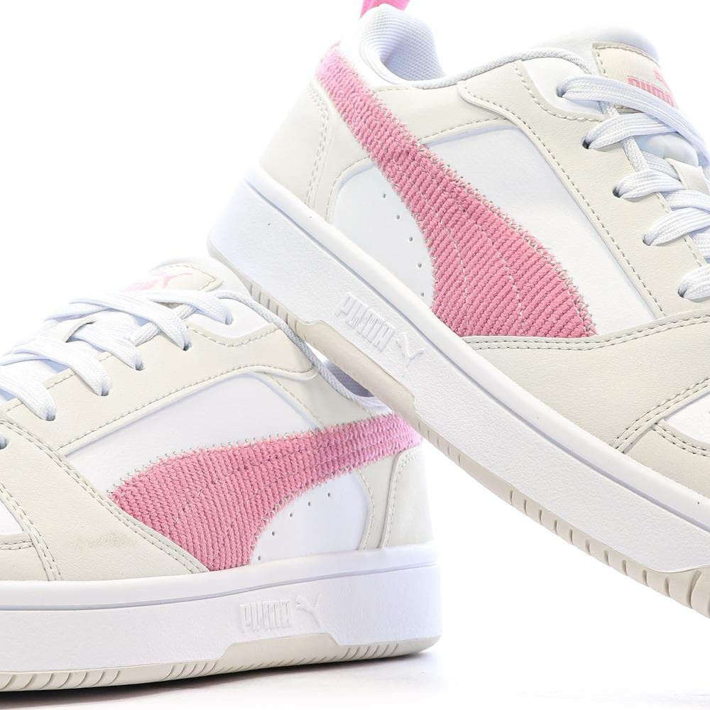 Baskets Ecru/Rose Fille Puma Rebound V6 Lo Cord 7
