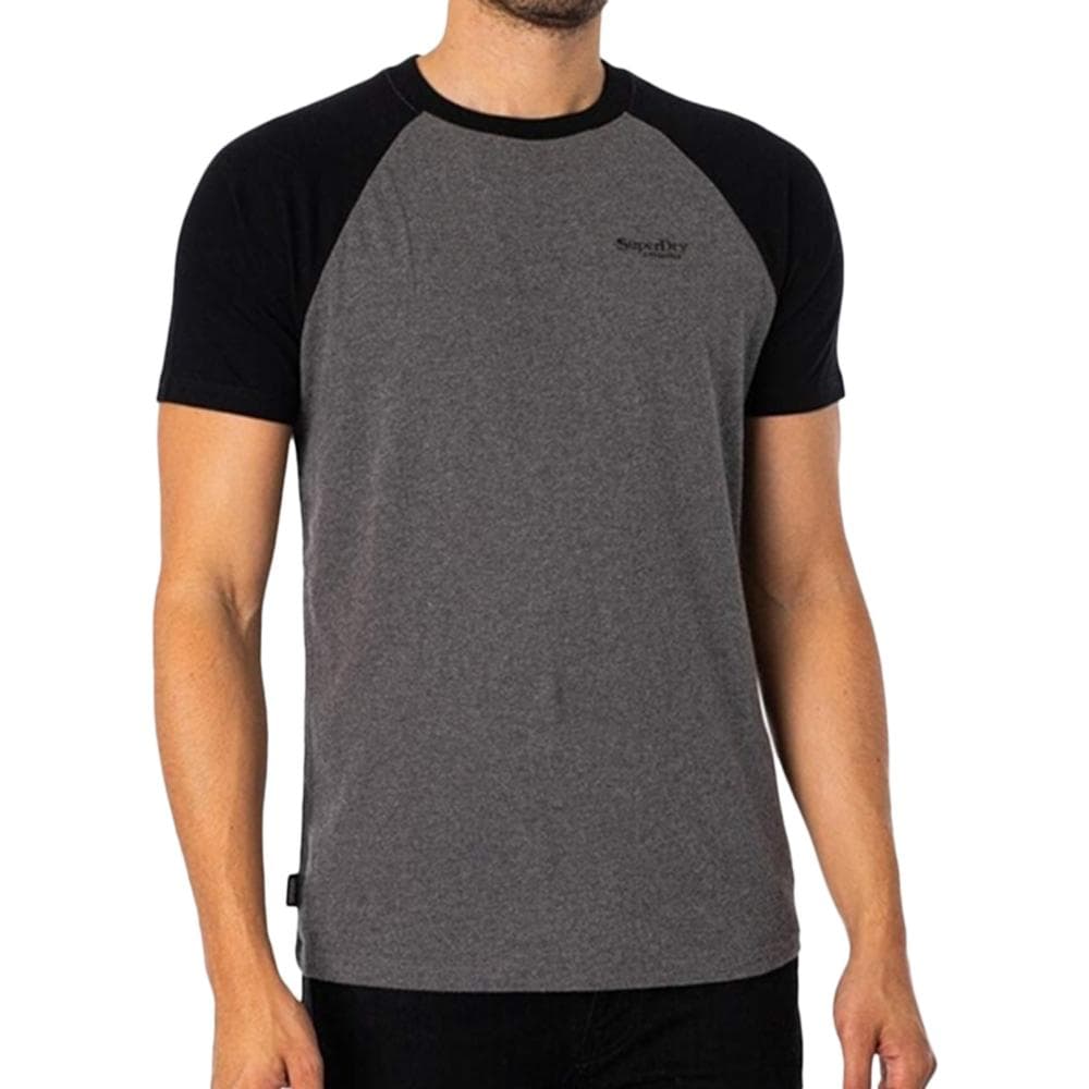 T-shirt Gris/Noir Homme Superdry Essential Logo Baseball 1