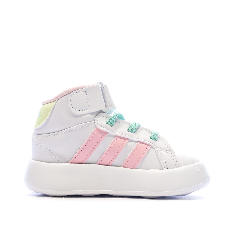 Baskets Blanches/Roses/Turquoises Fille Adidas Grand Court Mid 2