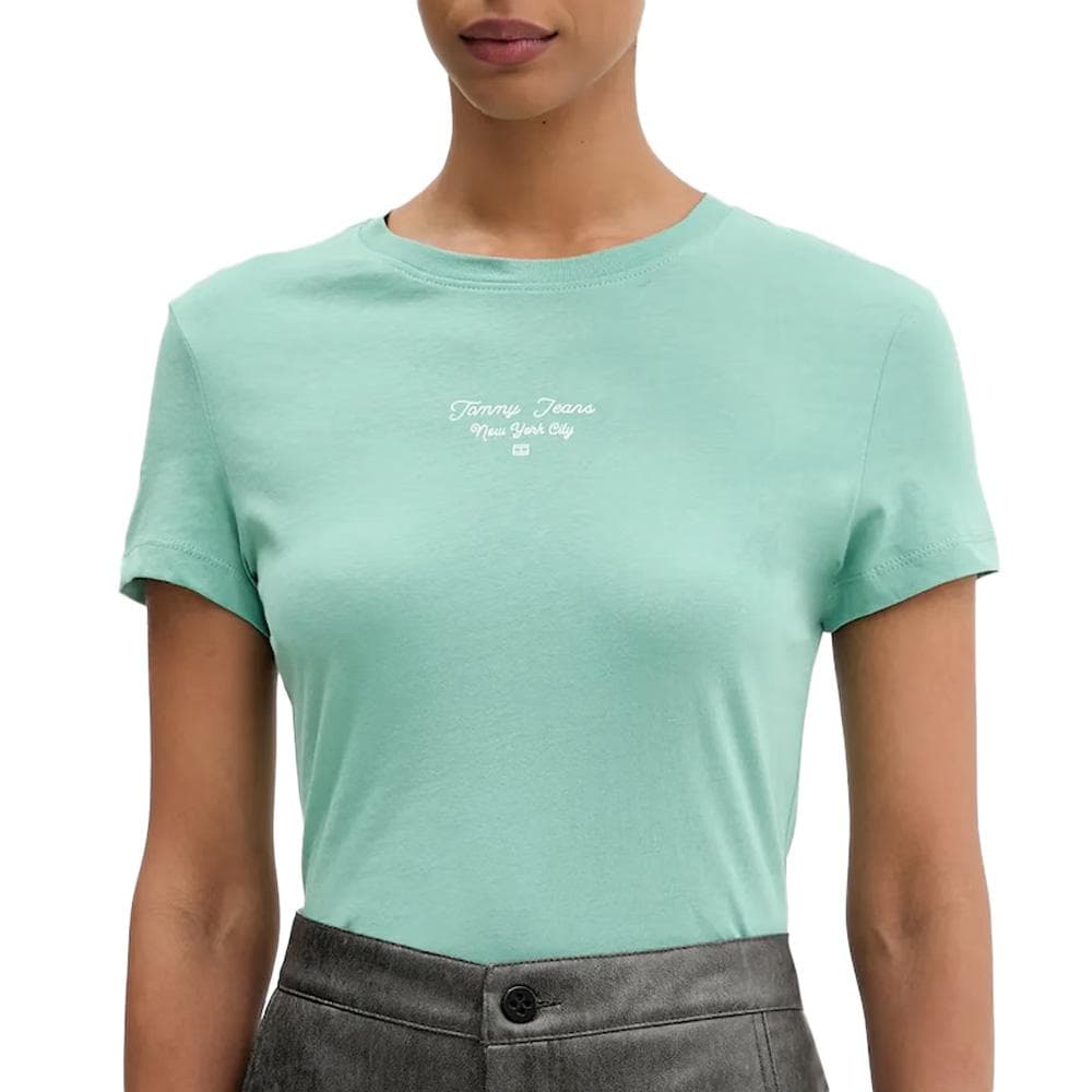 T-Shirt Slim Vert Femme Tommy Hilfiger Logo 1