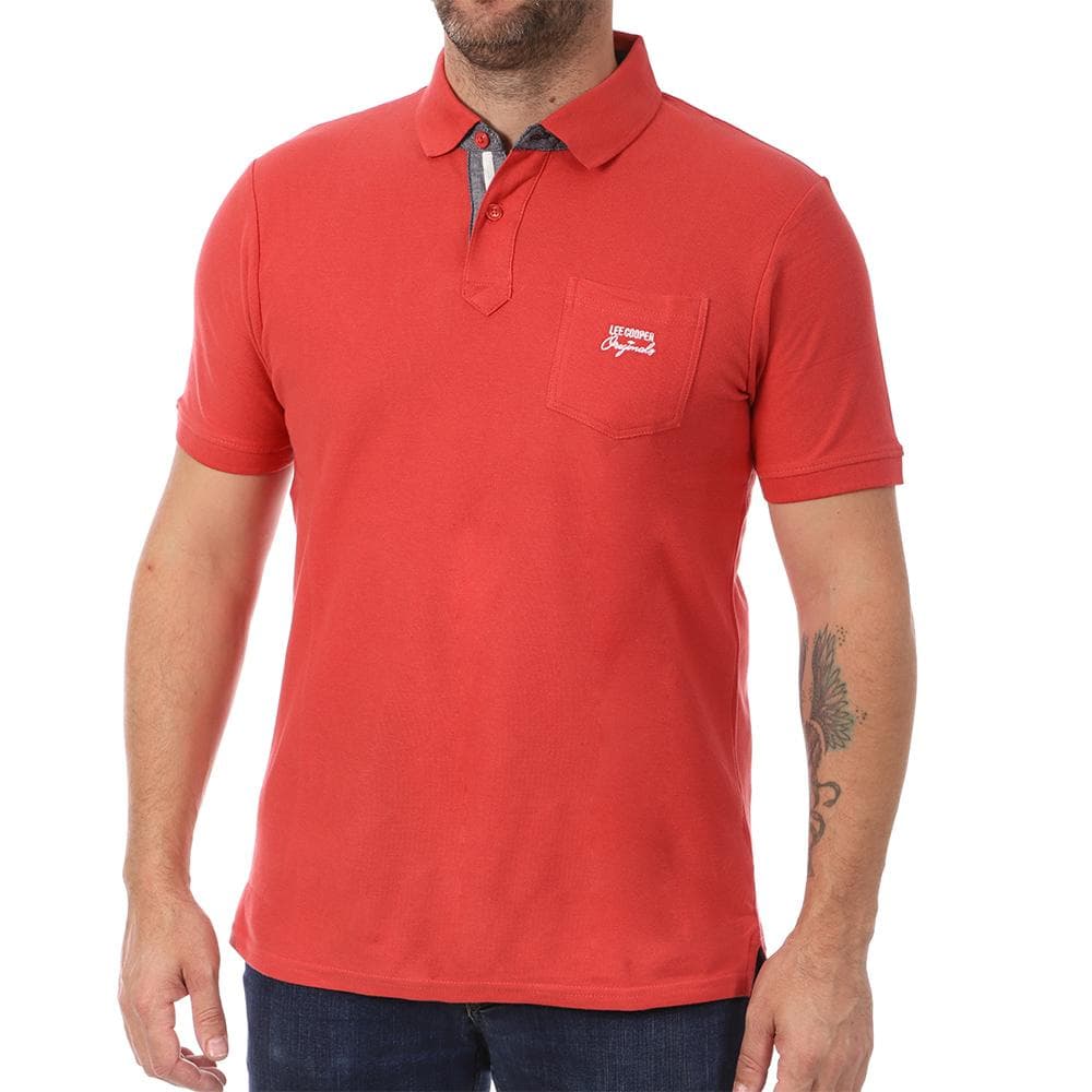 Polo Rouge Vif Homme Lee Cooper Opan 1