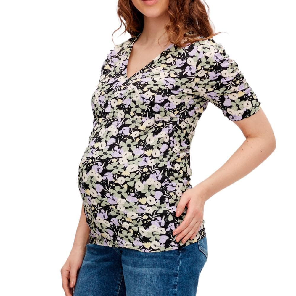 Blouse Violette/Noire/Jaune Femme Mamalicious Janice 1