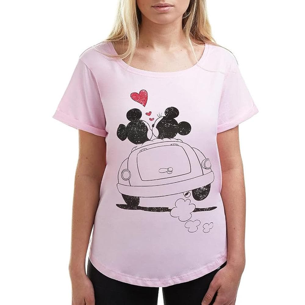 T-Shirt Rose Femme Disney Mickey & Minnie Hearts 1