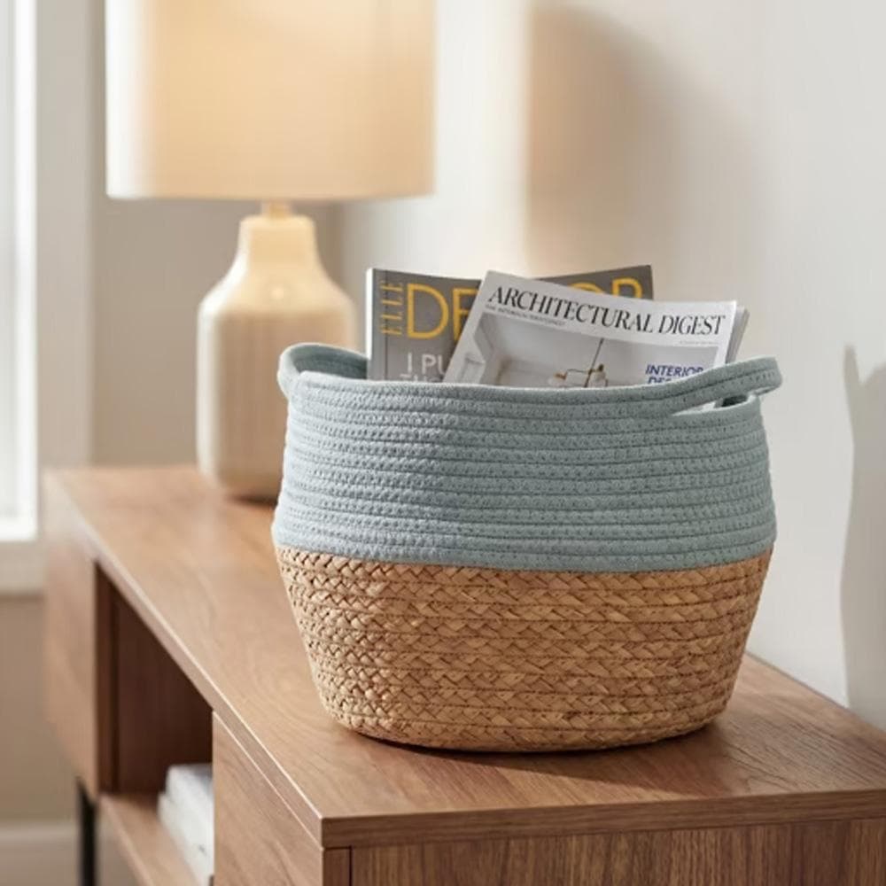 Panier Turquoise/Paille Atmosphera Céladon 2