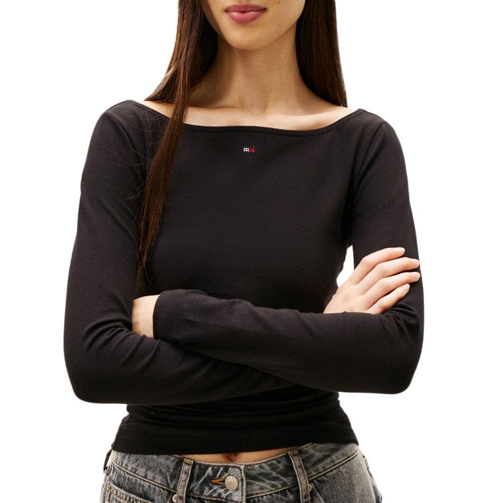 T-shirt Noir Femme Tommy Hilfiger Tjw Slim S Flag 1