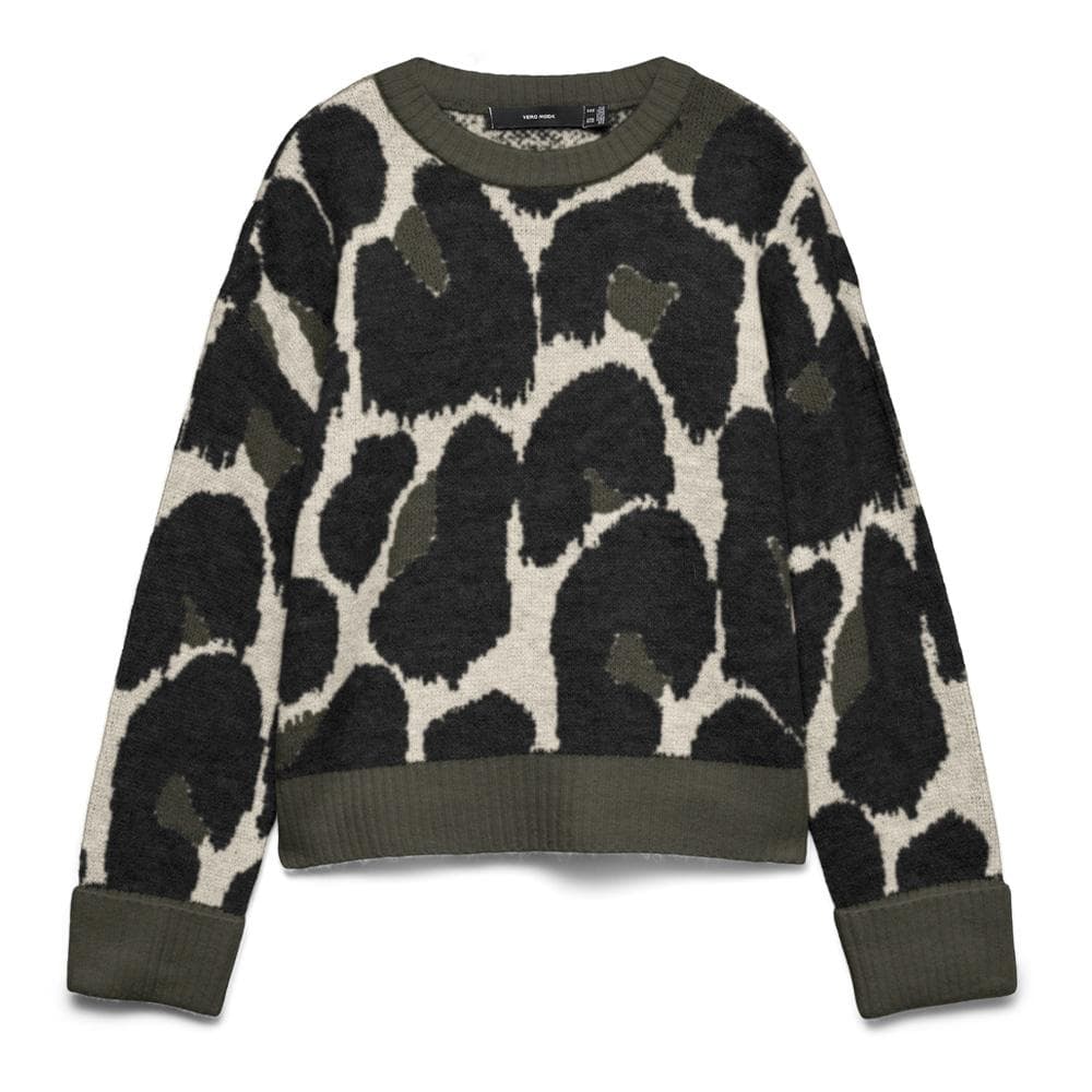 Pull Imprimé Noir/Beige Femme Vero Moda Leonie 1