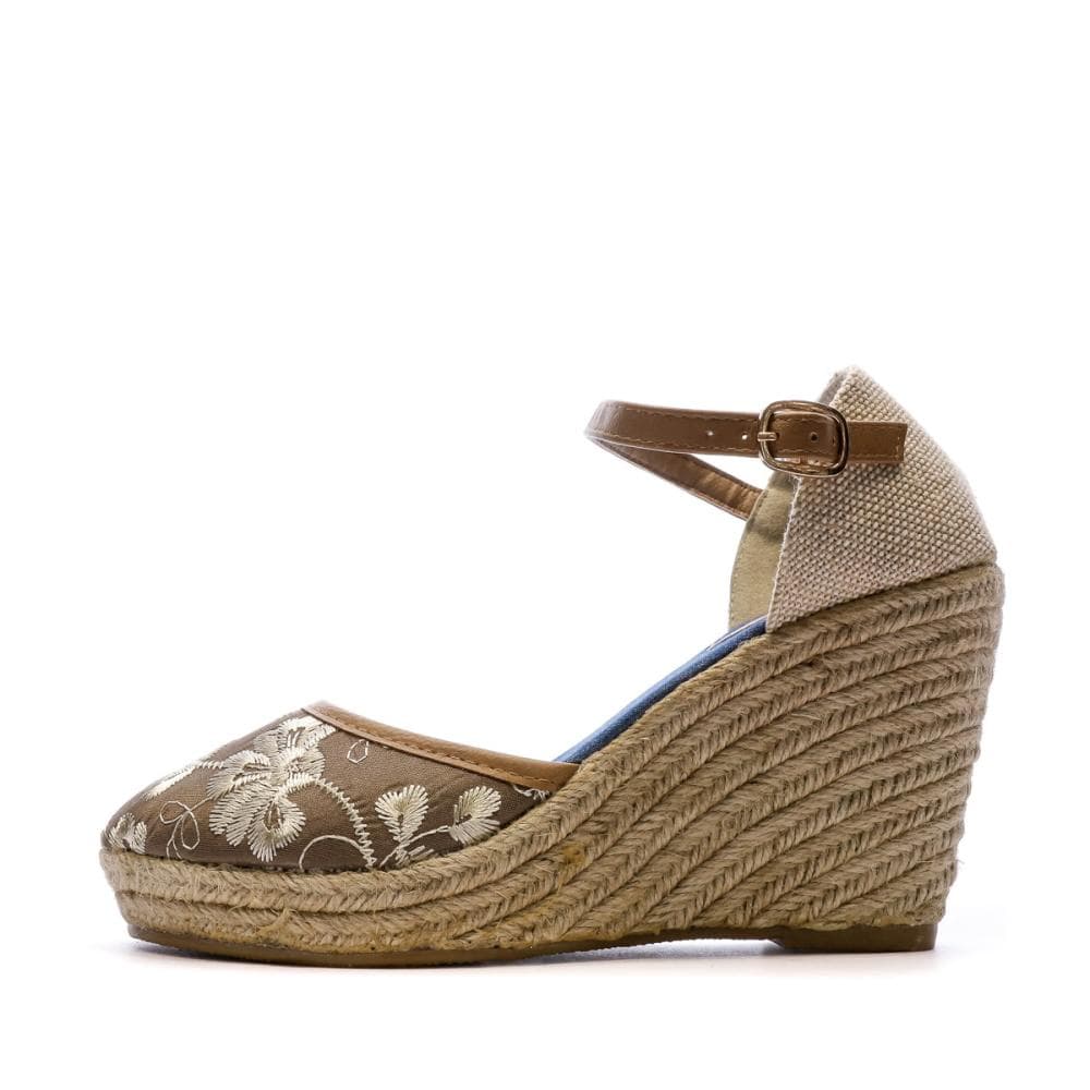 Sandales Compensées Marron/Fleurs Femme Beppi 1