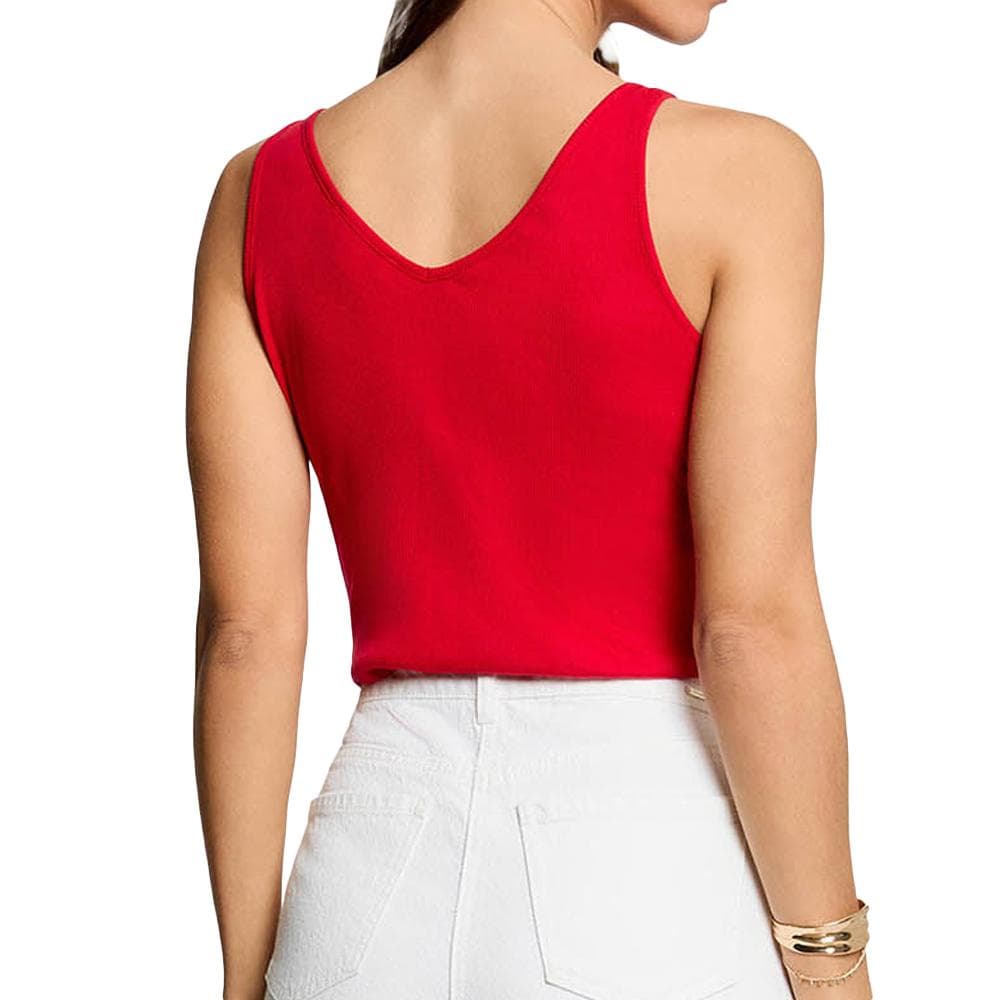 Débardeur cintré col v rouge femme Morgan Bijoux 2