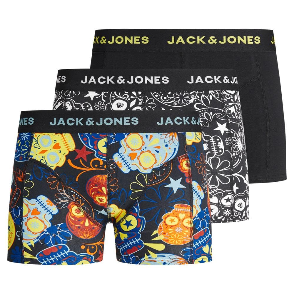 x3 Boxers Noires/Jaunes Garçon Jack & Jones Trunks 1