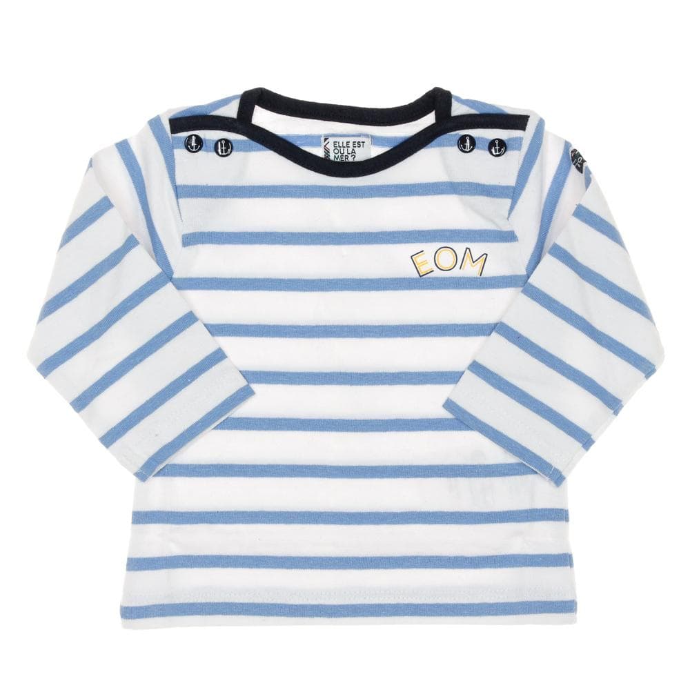 T-Shirt Blanc/Bleu Garçon EOM Eloris Raye 1