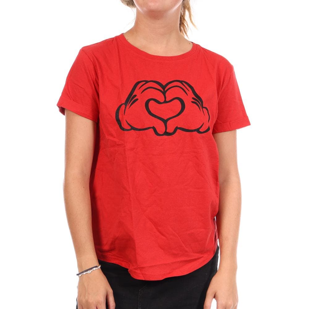 T-Shirt Rouge Femme Disney Love Hands 1