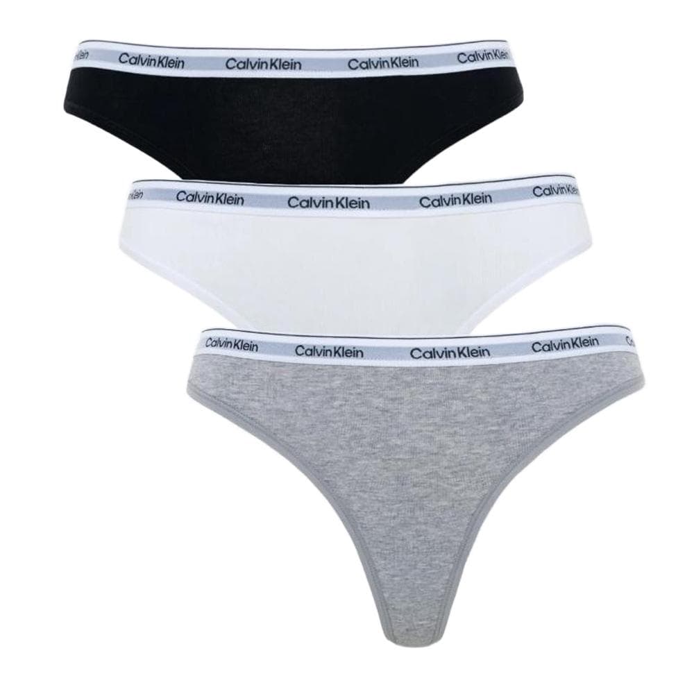 X3 Strings Noir/Blanc/Gris Femme Calvin Klein Thong 1