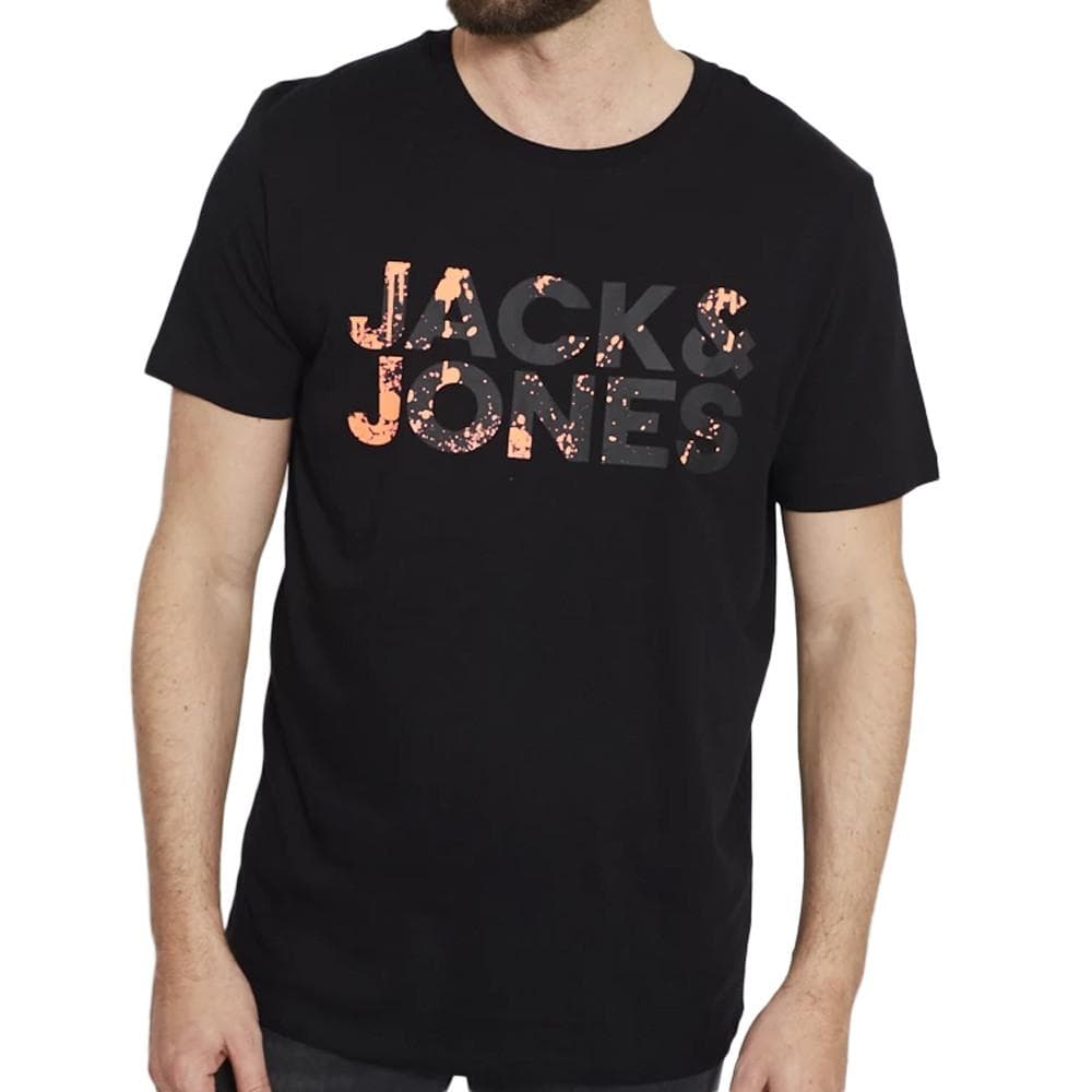 T-shirt Noir/Orange Homme Jack & Jones Plash 1