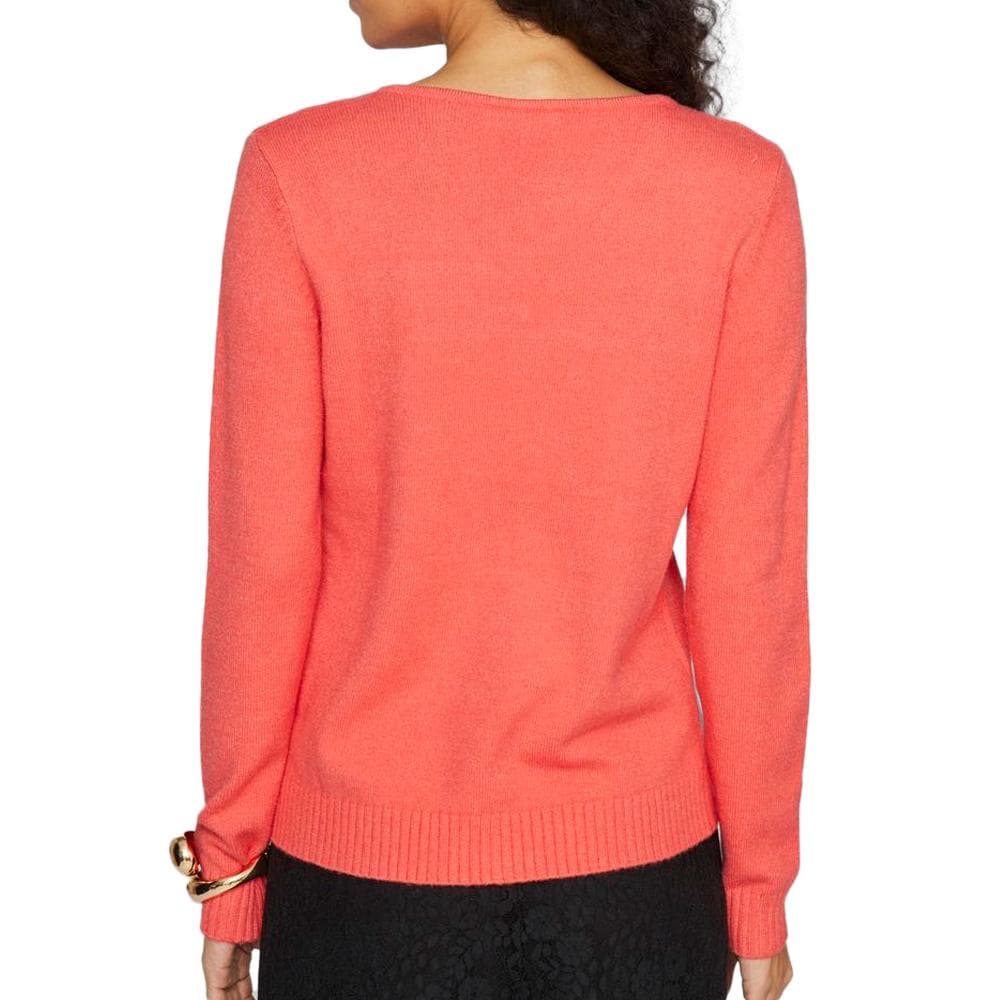 Pull Col V Rose Fluo Femme Vila 69 2