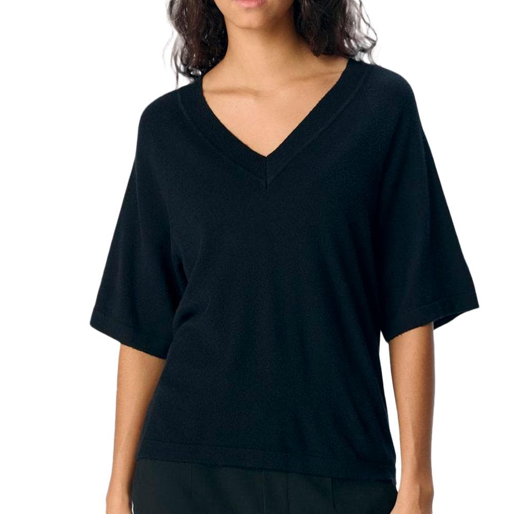 Pull 3/4 Noir Femme Object Neck Knit 1