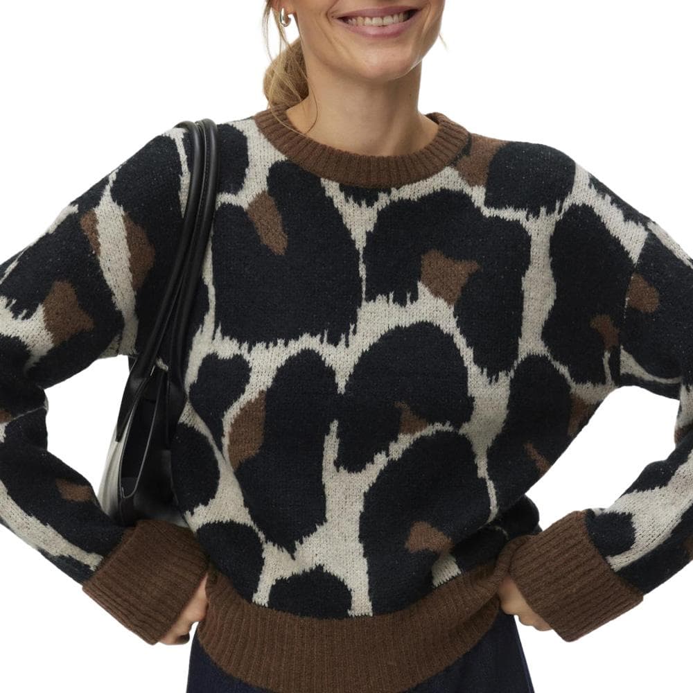 Pull Noir/Marron Femme Vero Moda Leonie 1