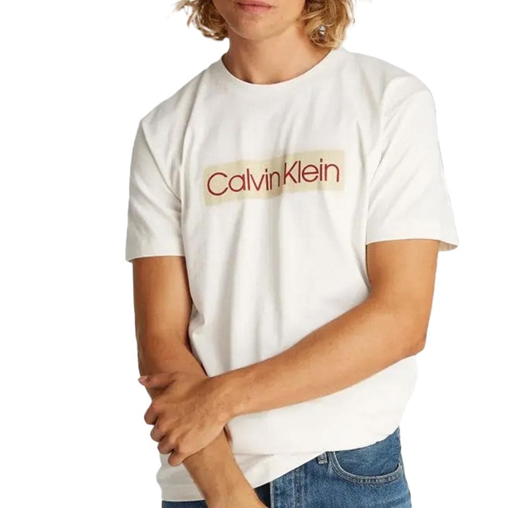T-Shirt Ecru Homme Calvin Klein Jeans Label Phantom 1