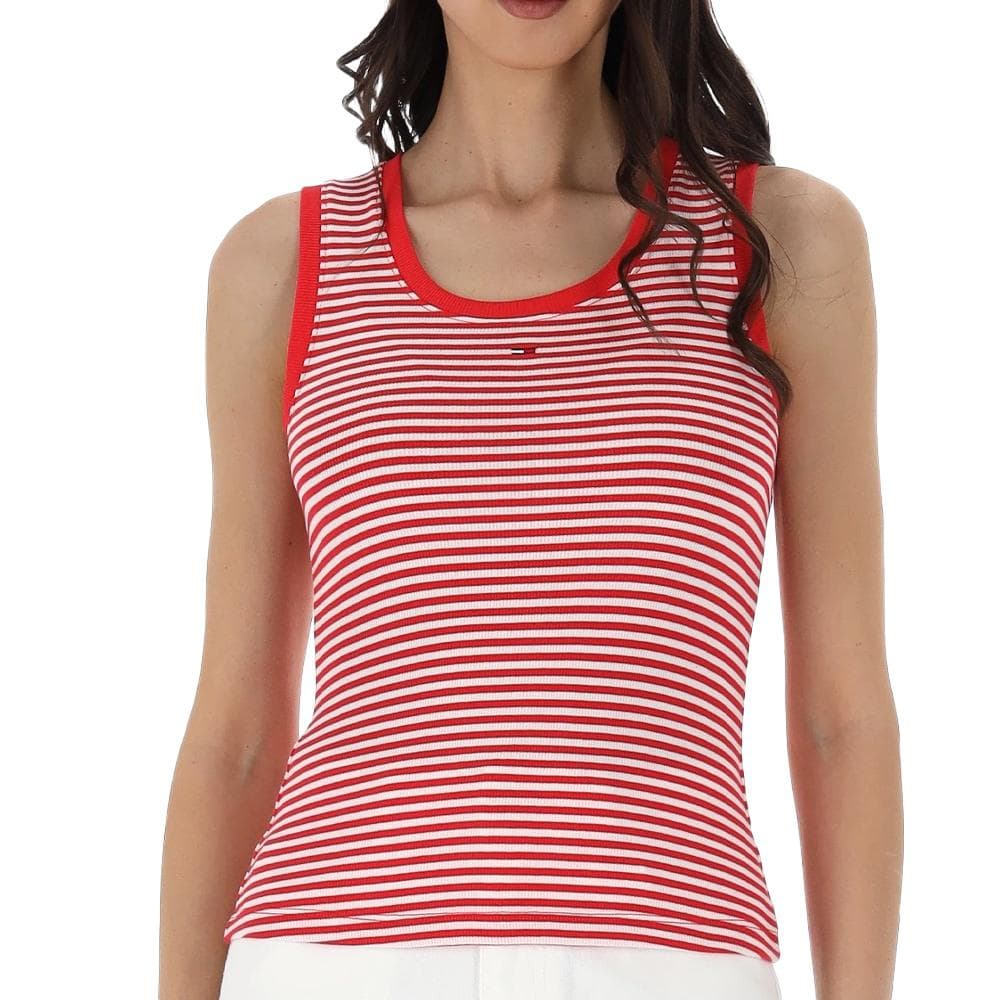 Débardeur Blanc/Rouge Femme Tommy Hilfiger Essential BDS 1