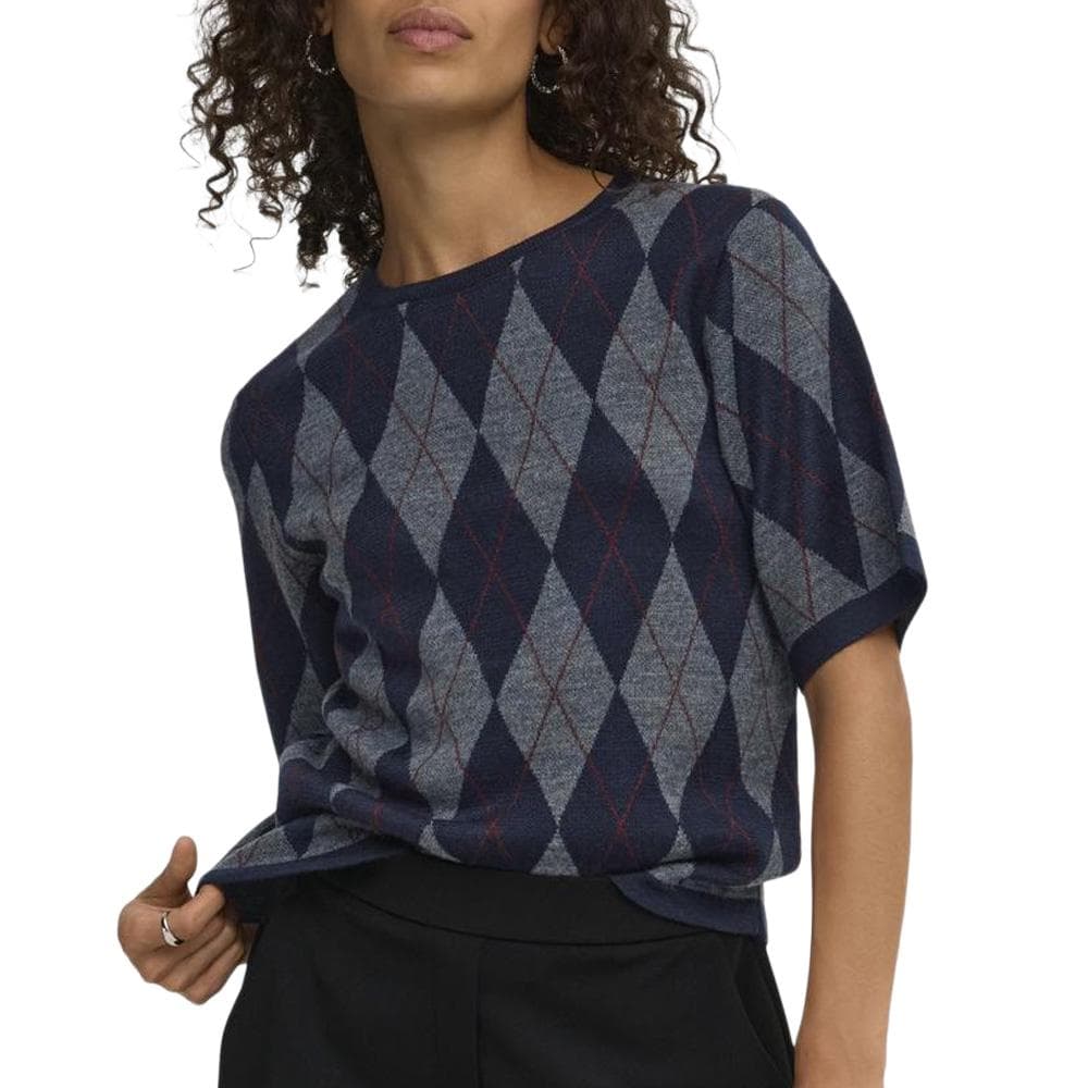 Pull Marine/Gris Femme JDY Maggy Argyle 1
