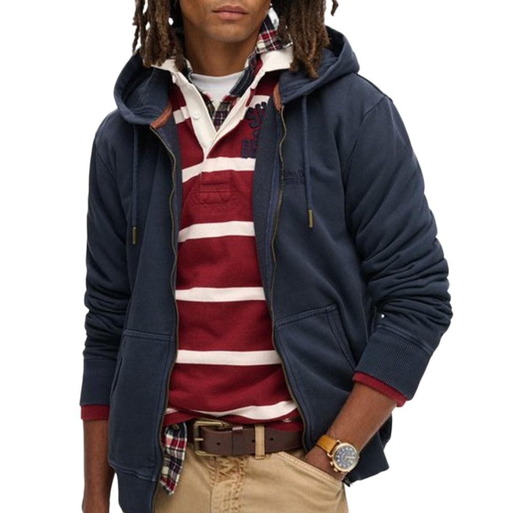 Sweat Zippé Marine Homme Superdry Plain Hood 1