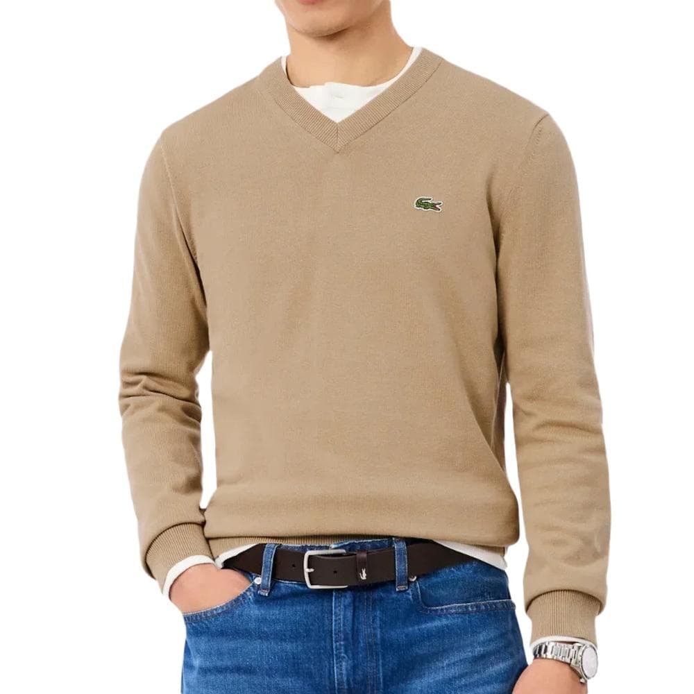 Pull Col V Beige Homme Lacoste AH1951 1