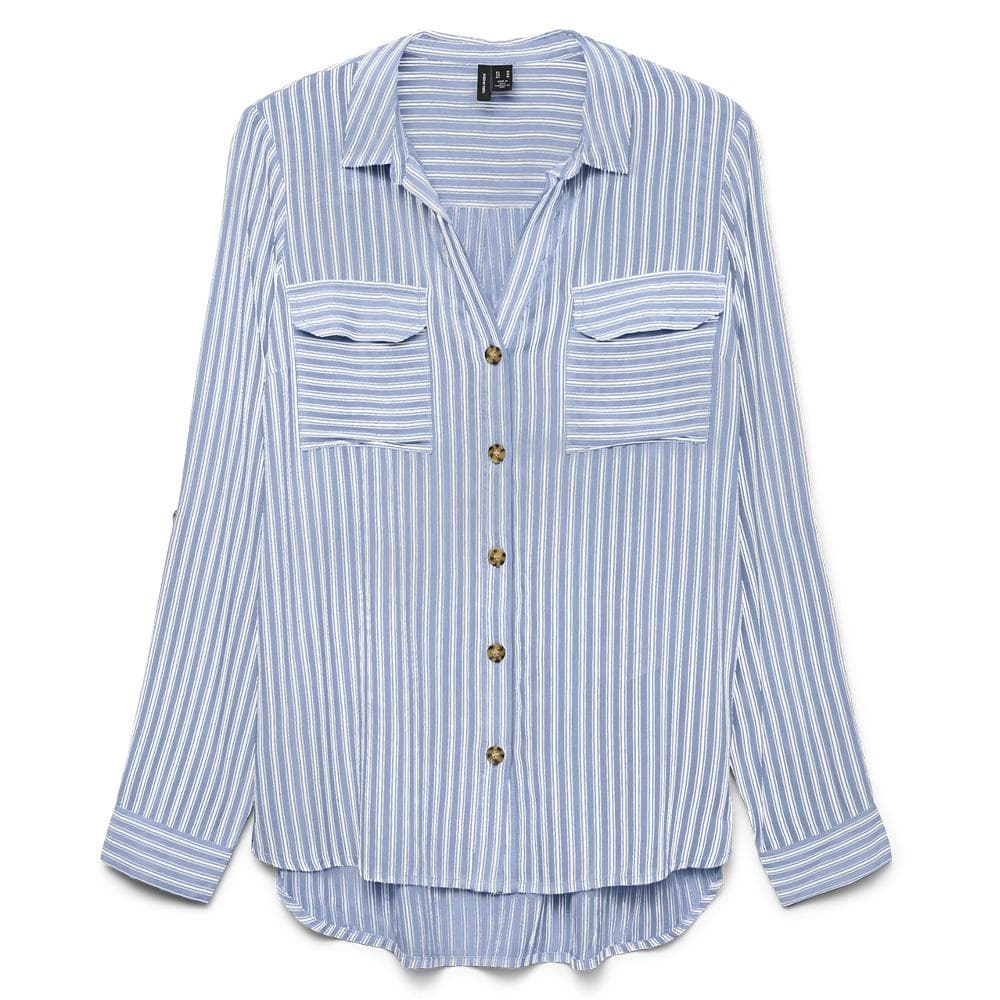 Chemise Bleu clair/Blanc Femme Vero Moda Bumpy 2