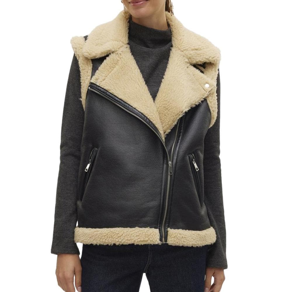 Veste Sans Manches Noir/Écru Femme Vero Moda Waistcoat 1