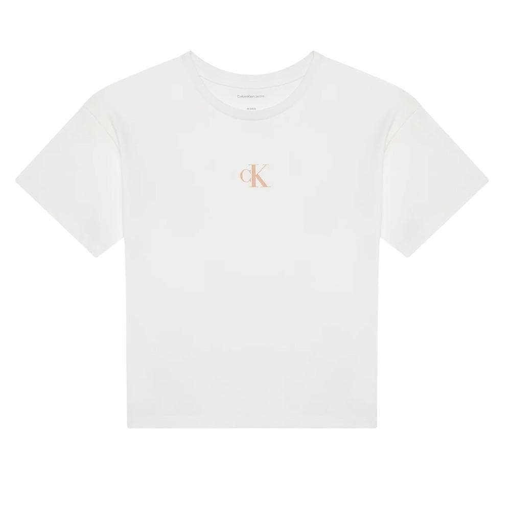 T-shirt Blanc Fille Calvin Klein Jeans Ck Logo 1