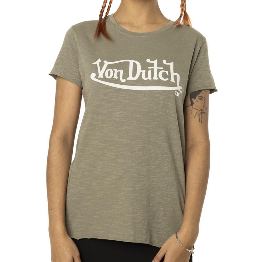 T-shirt Kaki Femme Von Dutch Slub 1