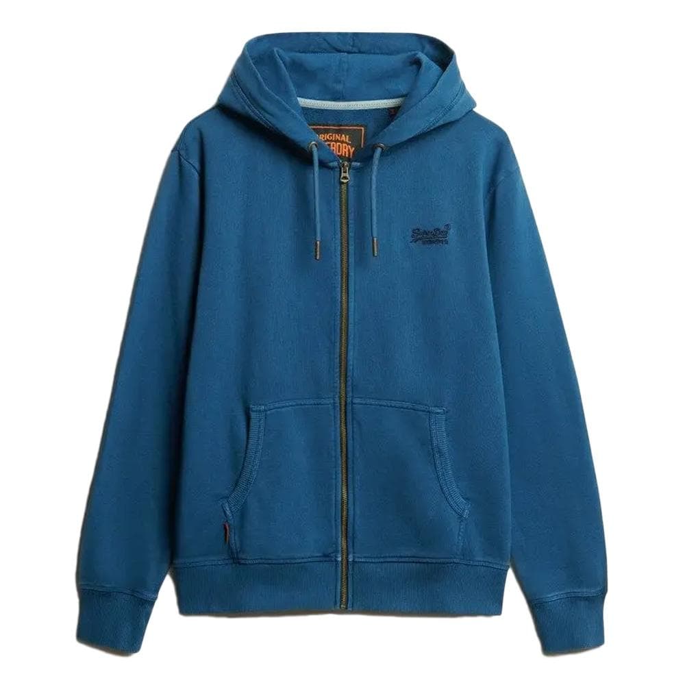Sweat Zippé Bleu Homme Superdry Essential Washed Ziphood 1