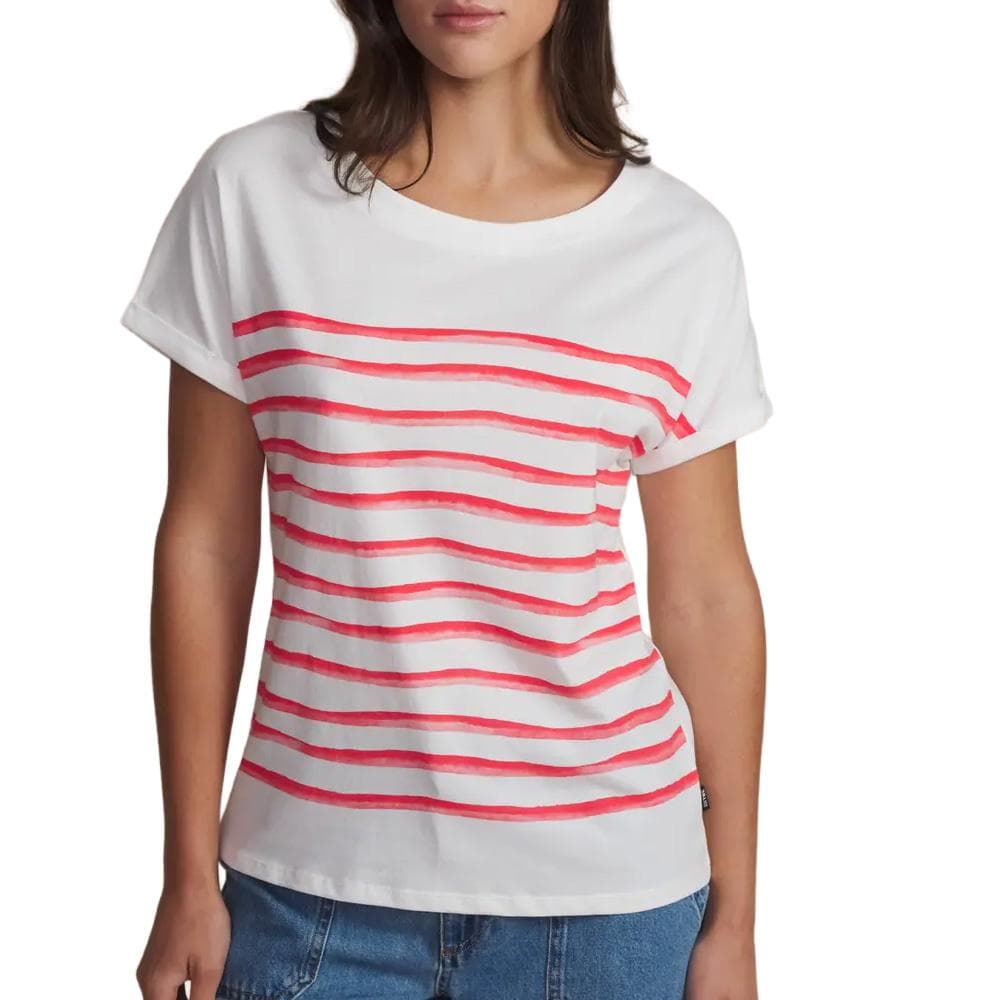 T-Shirt Blanc/Rouge Femme TBS Hibiscus 1