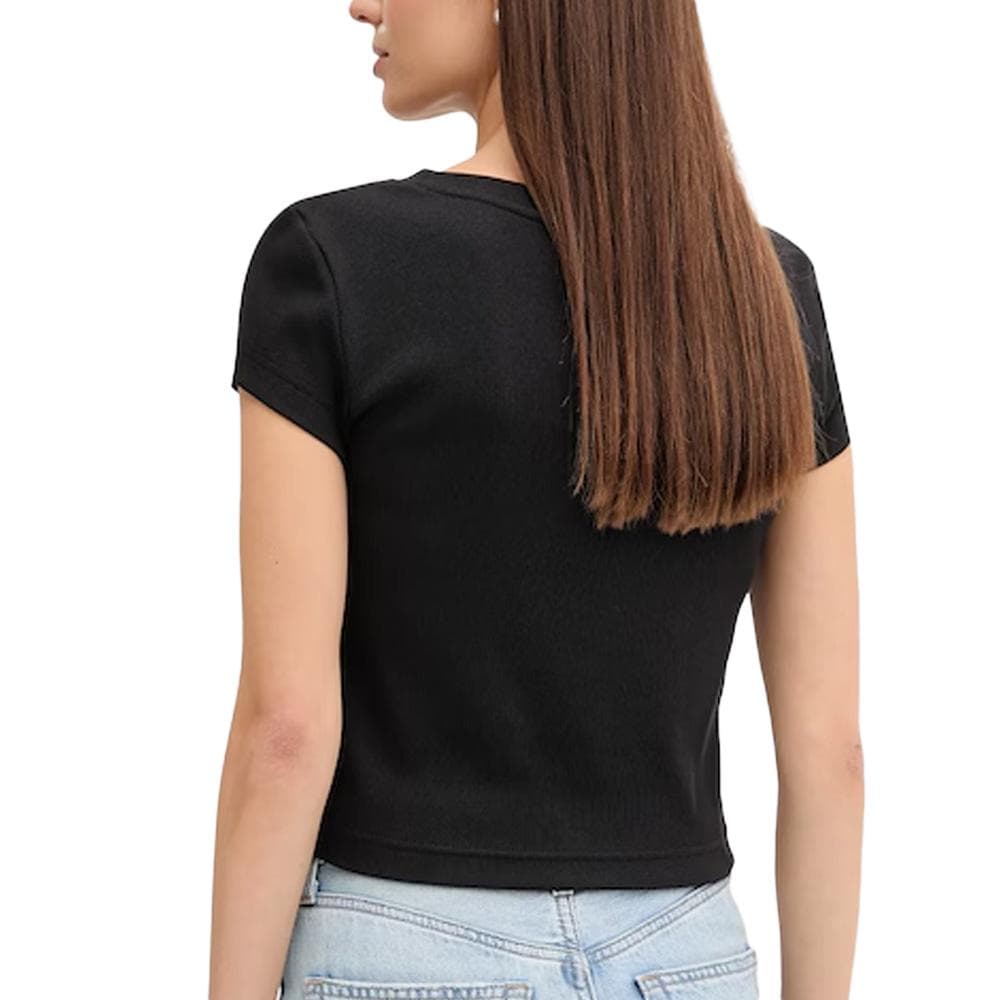 T-Shirt Noir Femme Calvin Klein Jeans Label Ri-cloud 2