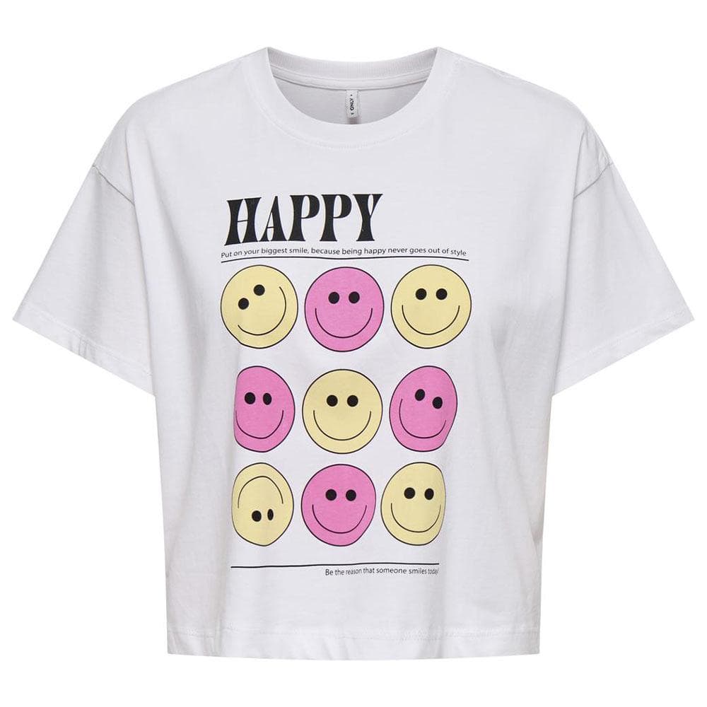 T-shirt Blanc Fille Kids ONLY Annbel-smile 1
