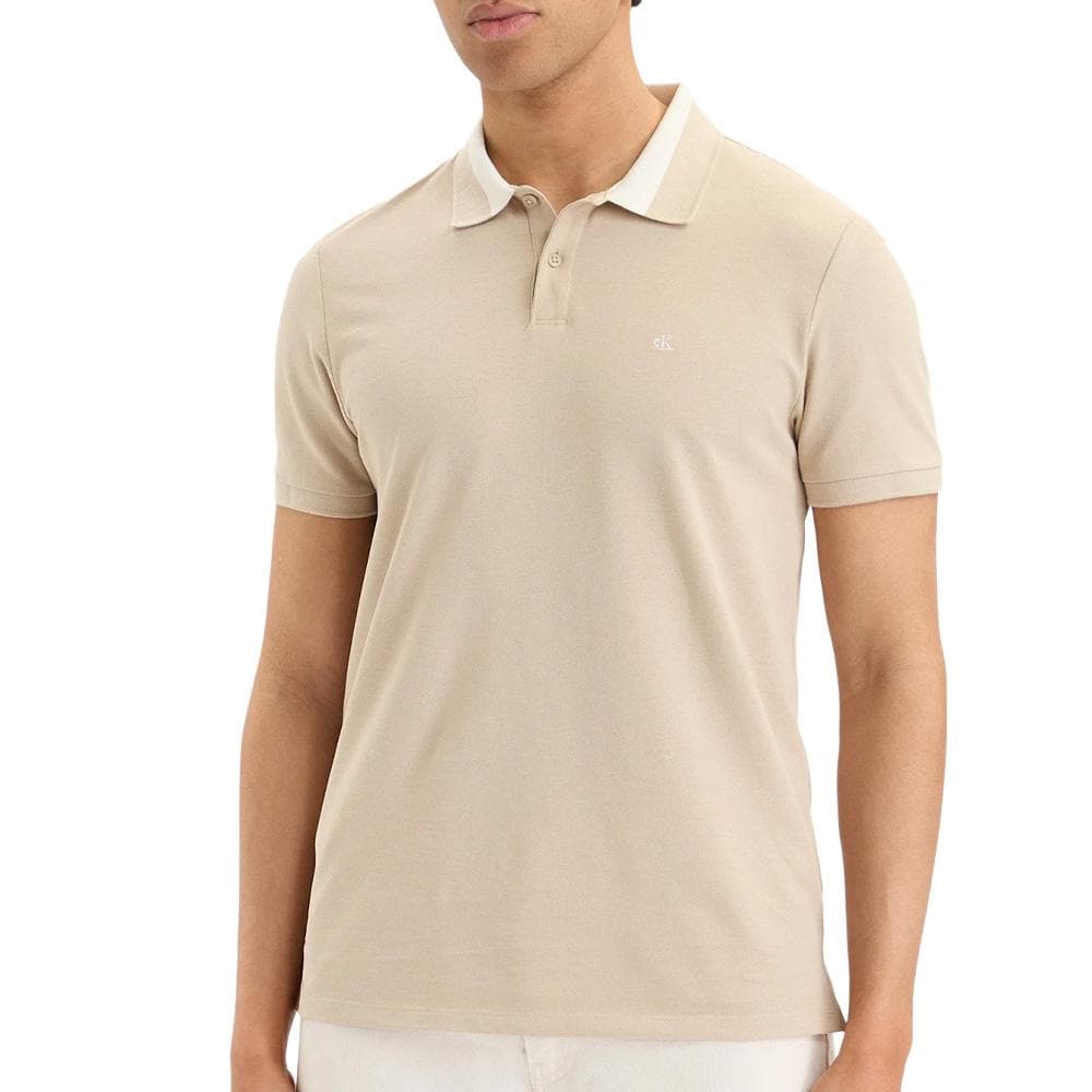 Polo Beige Homme Calvin Klein Jeans Casual Pique 1