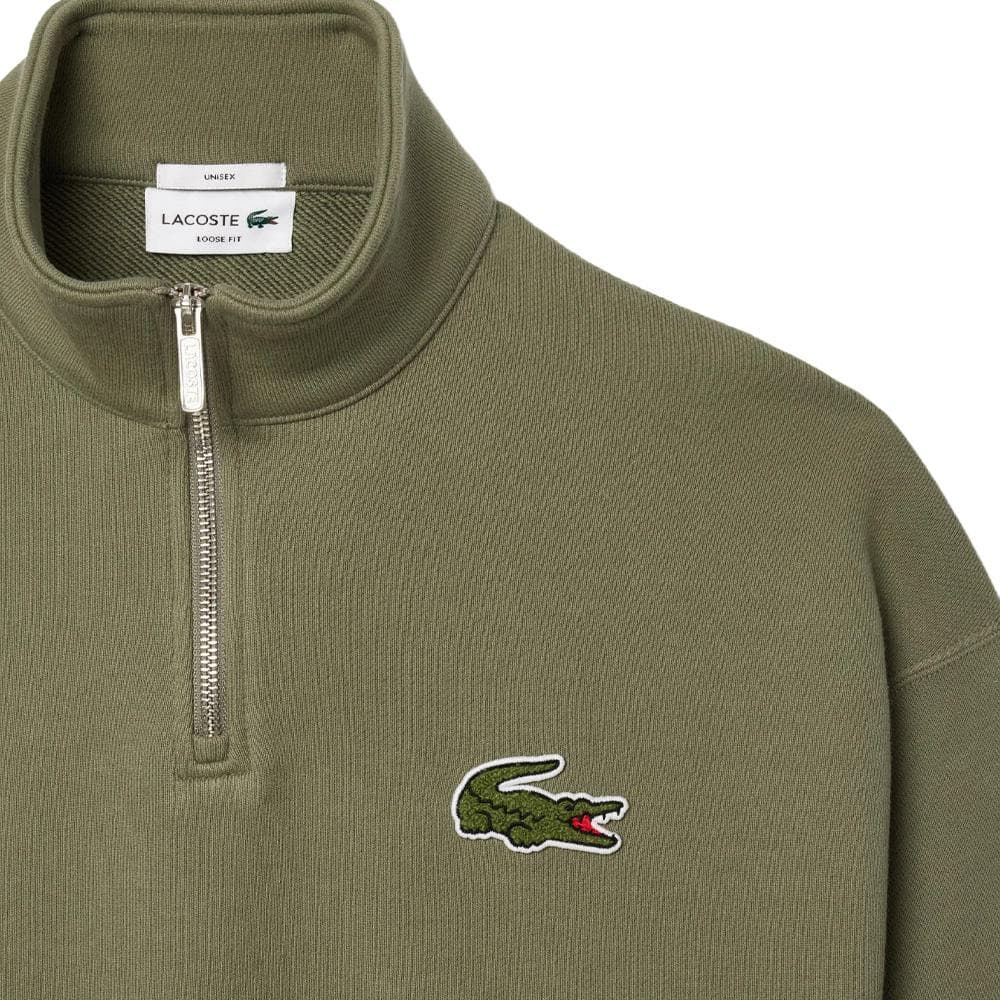 Sweat Loose Kaki Femme Lacoste Half-zip 2